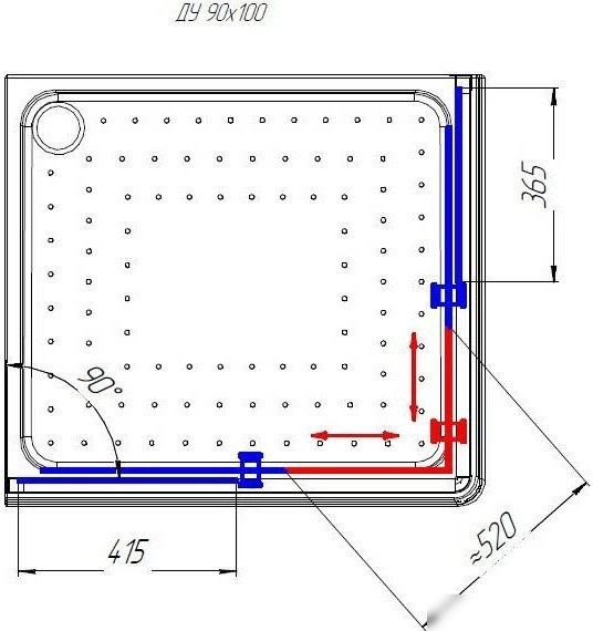 Душевой уголок Radomir 90x100 L 1-03-6-1-0-1211 (матовое стекло)