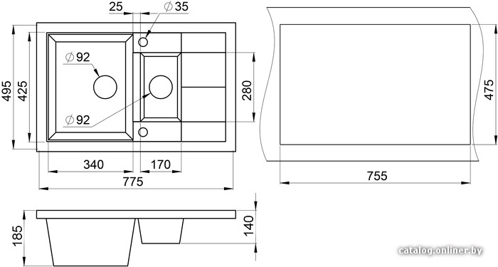 Кухонная мойка Granula 7802 (черный)