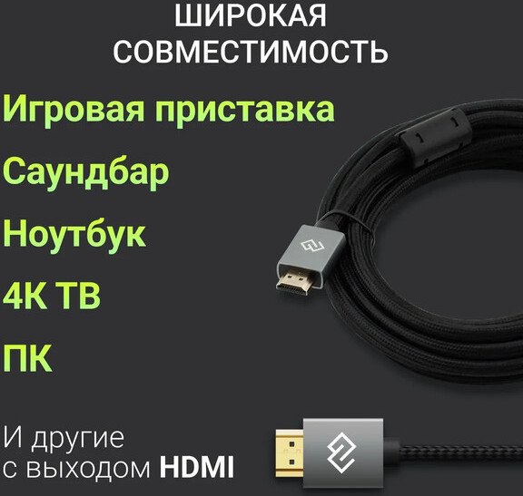 Кабель Digma D-HDMI-2FF-V2.0-2M (2 м, черный)