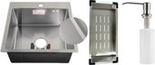 Кухонная мойка Schtoff Best Decor Silver 5050 + коландер металл K-1 Black + дозатор SD-1 Silver