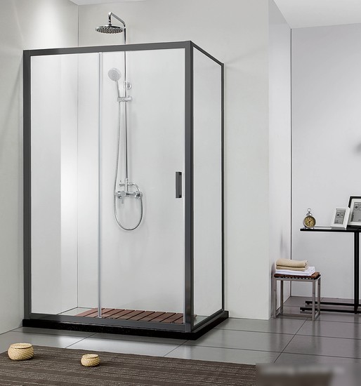 Душевая дверь Aquatek AQ ARI RA 10020BL 100x200 (черный/прозрачное стекло)