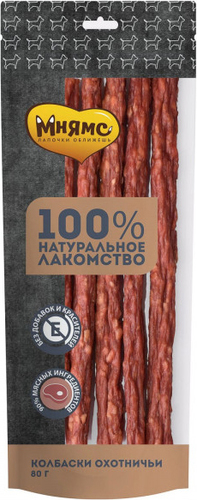 Лакомство для собак Мнямс Колбаски охотничьи 80 г