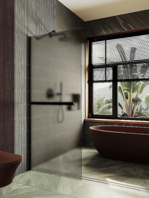 Душевая стенка MaybahGlass 99x195 MGD-1460-6ш (бронзовое матовое стекло/черный)