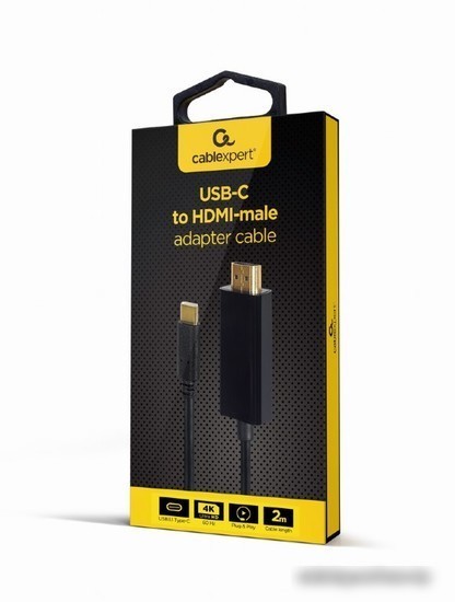 Кабель Cablexpert A-CM-HDMIM-02 USB Type-C - HDMI (2 м, черный)