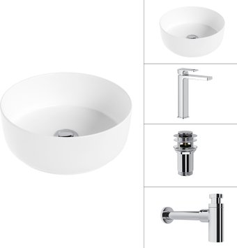 Умывальник Lauter 21499-31+Cascade 21СК0655C+сифон 21635CH+дон.клапан 21190CH (хром)