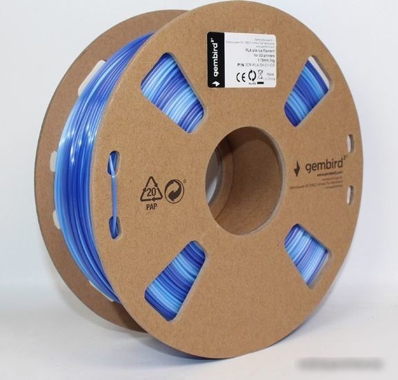 Пластик Gembird PLA Silk 1.75 мм 1000 г (холодный синий)