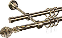Карниз для штор АС ФОРОС Grace D16K/16Г составной + наконечники Ампир (3.2м, антик)