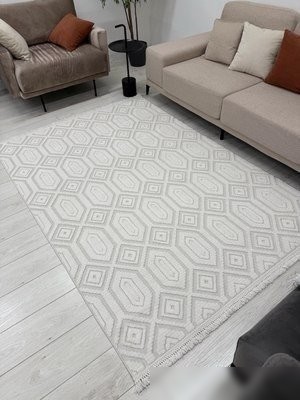 Ковер для жилой комнаты Radjab Carpet Поло Прямоугольник EN 262 12449RK (0.8x1.5, Cream)