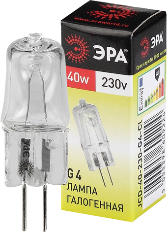 Галогенная лампа ЭРА G4-JCD-40W-230V-CL C0039280