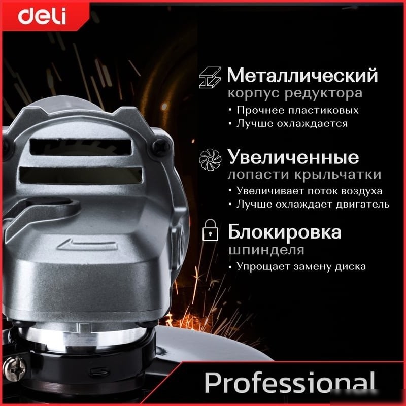 Угловая шлифмашина Deli DE-JM115-1E