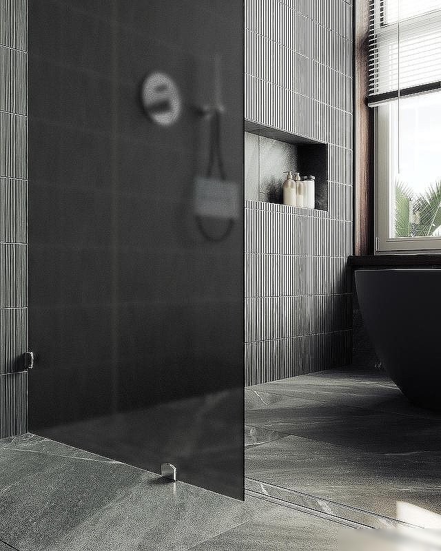 Душевая стенка MaybahGlass 99x195 MGD-273-4 (графитовое матовое стекло/хром глянцевый)