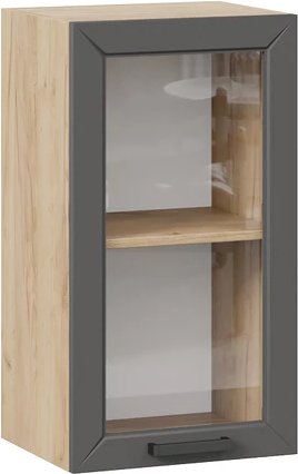 Шкаф навесной Трия Лорас 1ВВ4С с одной дверью (дуб крафт золотой/холст вулкан)