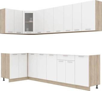 Готовая кухня Интерлиния Мила 12x28 без столешницы (белый платинум)