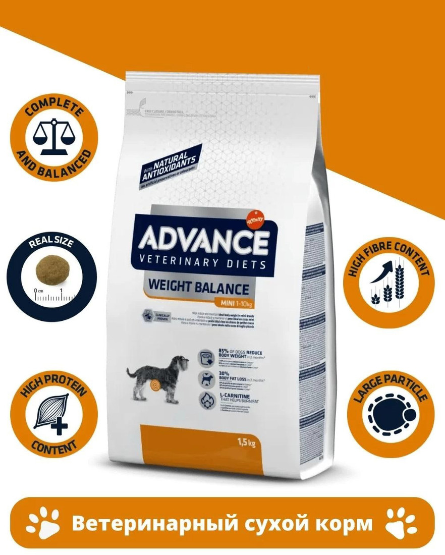Сухой корм для собак Advance VetDiet Weight Balance Mini 1.5 кг