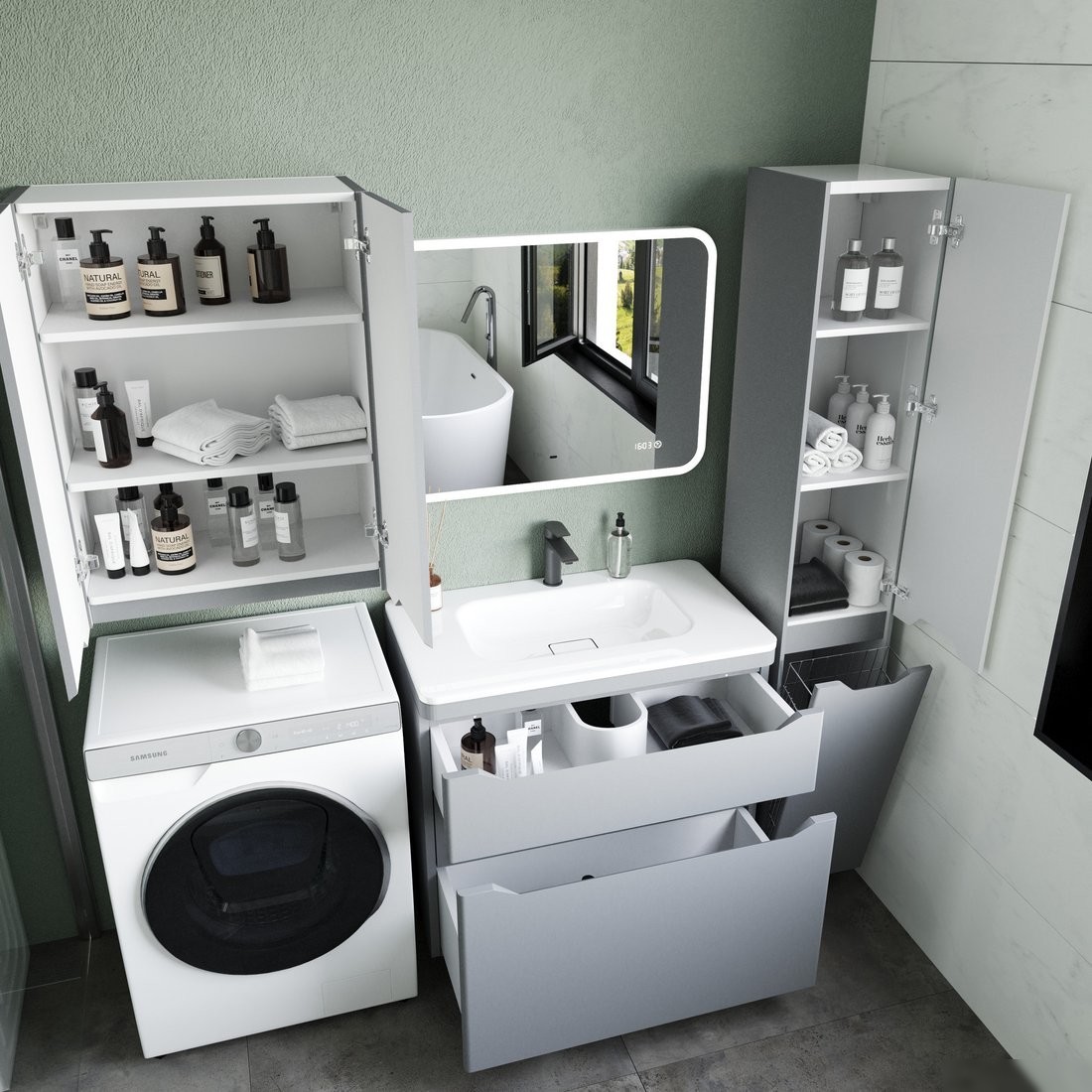 Symbolite Тумба под умывальник Марелла 80 Люкс Plus 2 ящика (серый)