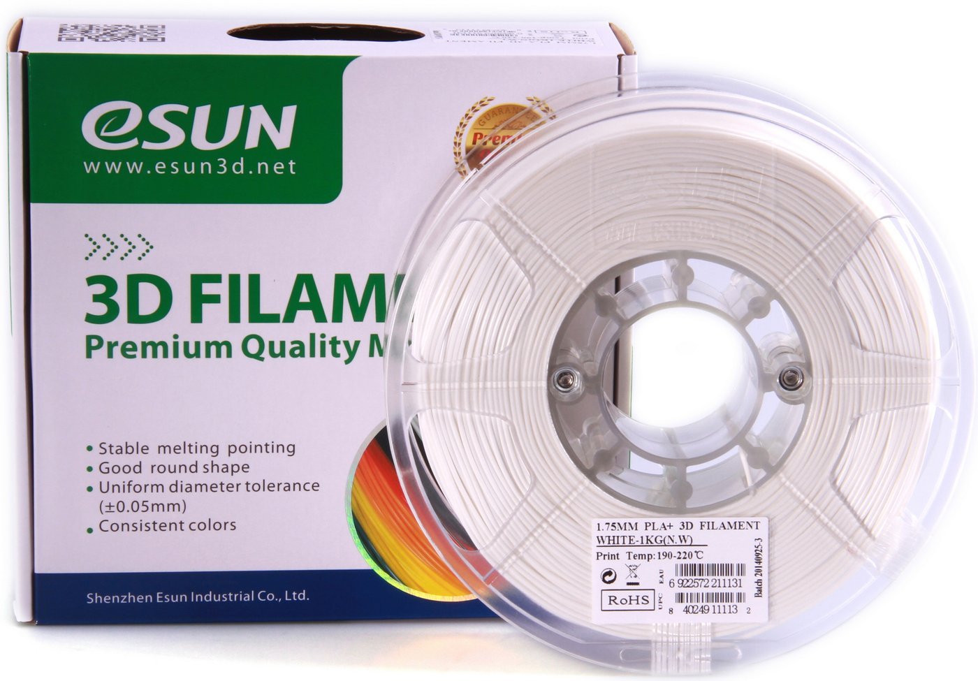 Пластик eSUN PLA+ 1.75 мм 1000 г (белый)