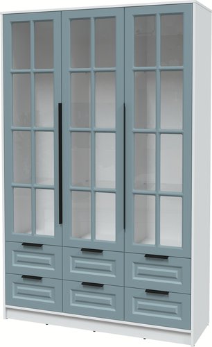 Шкаф-витрина Интерлиния Концепт КТ-ШВ3 Деко (белый платинум/океан)