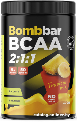 BCAA Bombbar BCAA 2:1:1 (300 г, тропический микс) BCAA Bombbar BCAA 2:1:1 (300 г, тропический микс)