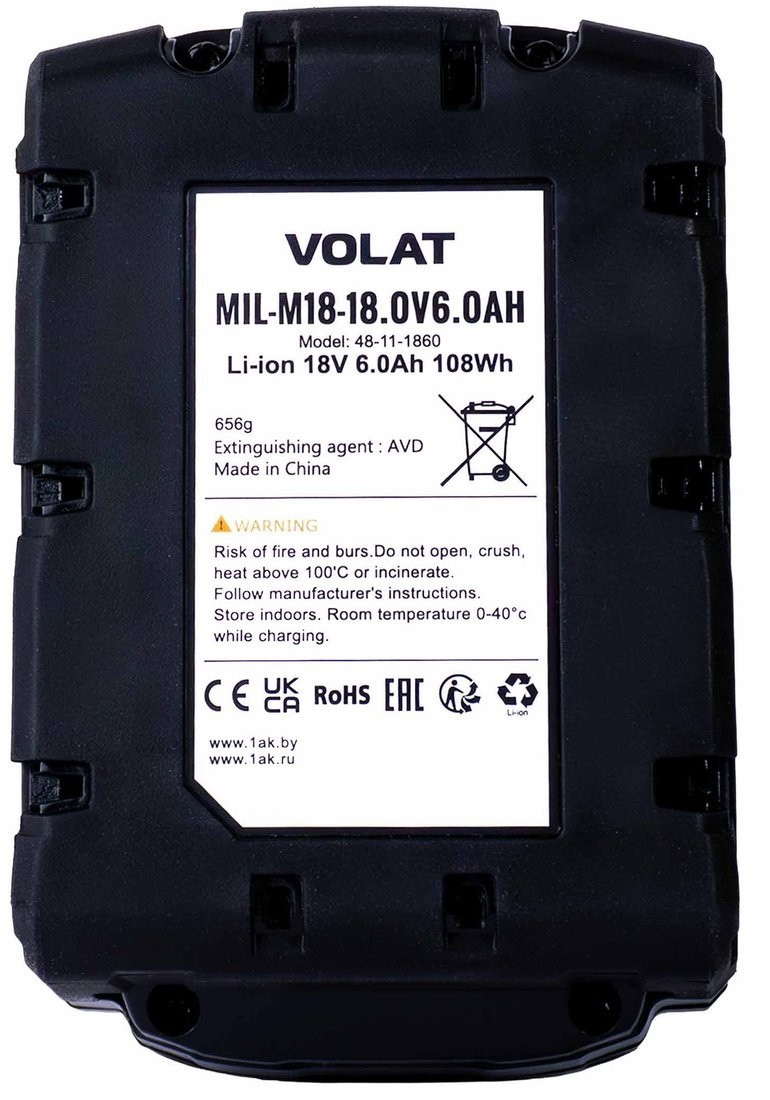 Аккумулятор VOLAT MIL-M18 (18В/6 Ah)