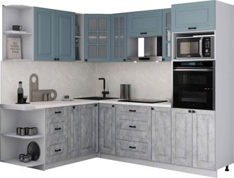 Готовая кухня Интерлиния Мила Деко 1.88x2.4 LV (керамика/океан/опал светлый)