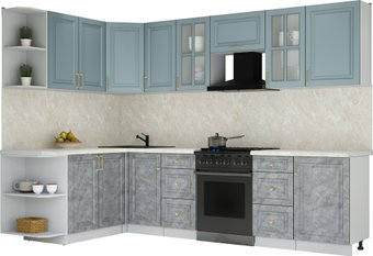 Готовая кухня Интерлиния Мила Шато 1.7x2.9 LV (океан/керамика/опал светлый)