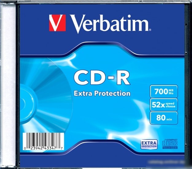 CD-R диск Verbatim 700Mb DL Extra Protection 52x Slim 43347 (1 шт.)