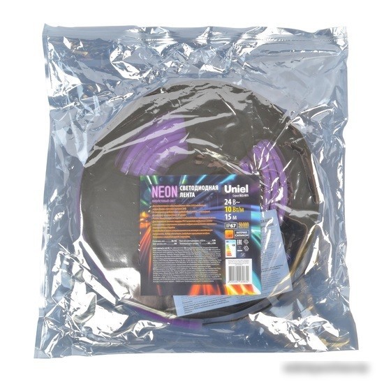 Светодиодная лента Uniel ULS-N11-2835-120LED-m-8mm-IP67-DC24V-10W-m-15M-PURPLE