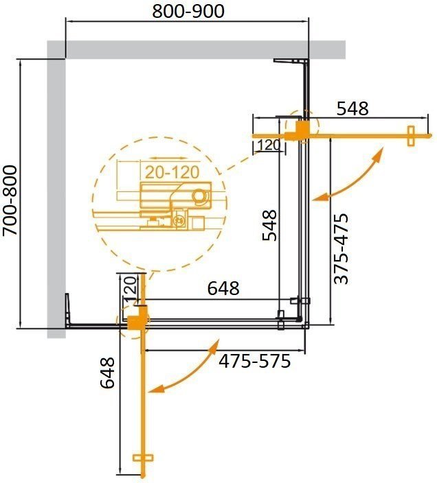 Душевой уголок Cezares SLIDER-AH-2-70/80-80/90-BR-GM
