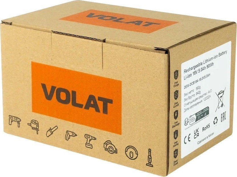 Аккумулятор VOLAT VT-DEW-DCB184-18.0V5.0AH (18В/5 Ah)