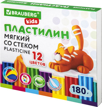 Пластилин восковой BRAUBERG Kids 106495 (12 цв)
