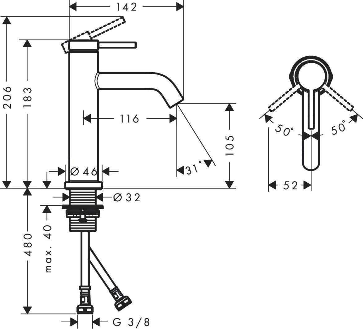Смеситель Hansgrohe Tecturis S 110 EcoSmart+ 73311670