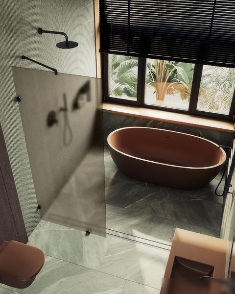Душевая стенка MaybahGlass 79x195 MGD-265-6 (бронзовое матовое стекло/черный)