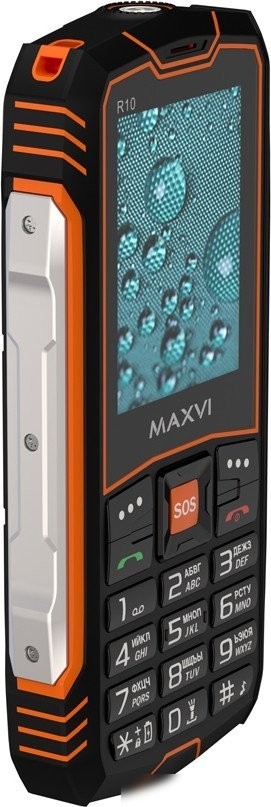 Кнопочный телефон Maxvi R10 (черный/оранжевый)