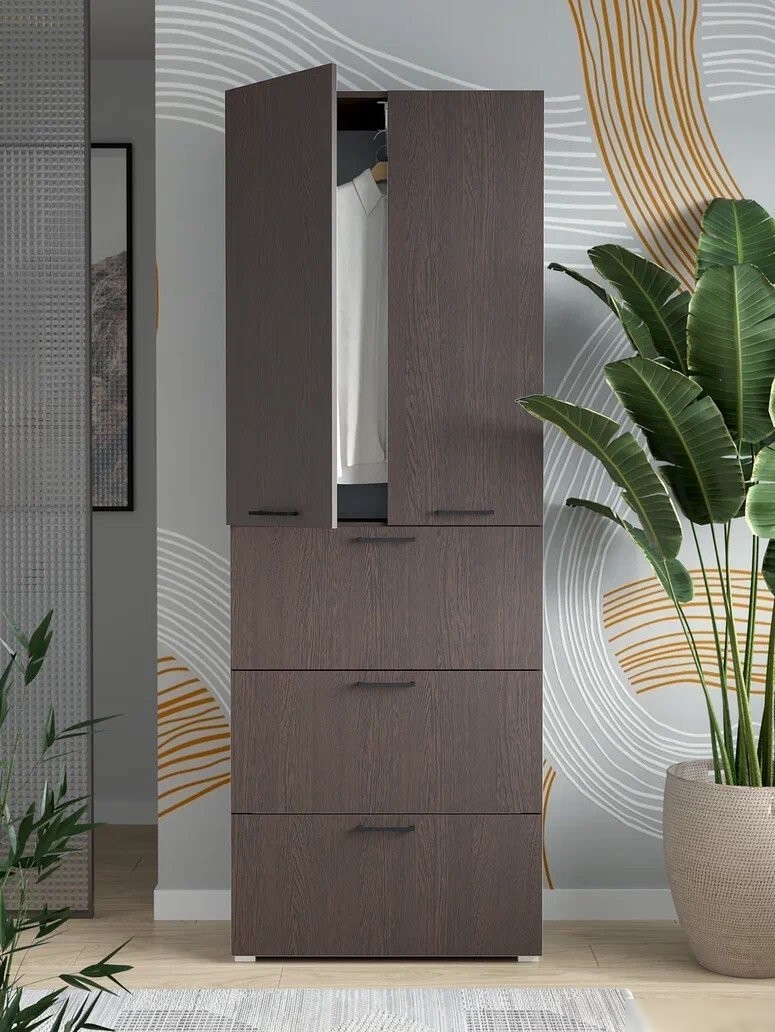 Шкаф распашной Горизонт Бонн 760 3 ящика (венге)