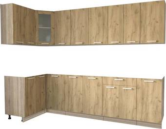 Готовая кухня Интерлиния Мила 12x28 без столешницы (дуб золотой)