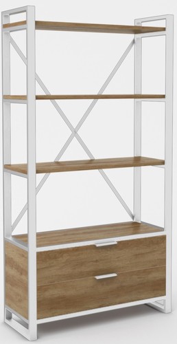Стеллаж Hype Mebel Стандарт Люкс 80x200 (белый/дуб галифакс олово)