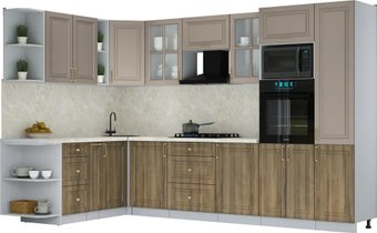 Готовая кухня Интерлиния Мила Шато 1.88x3.2 ВТ LV (луна/дуб вотан/опал светлый)