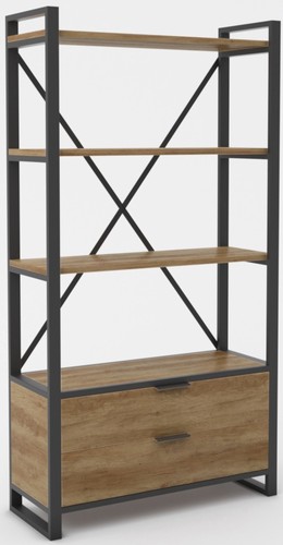 Стеллаж Hype Mebel Стандарт Люкс 50x200 (черный/дуб галифакс олово)
