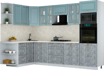 Готовая кухня Интерлиния Мила Шато 1.68x3.0 ВТ LV (океан/керамика/опал светлый)