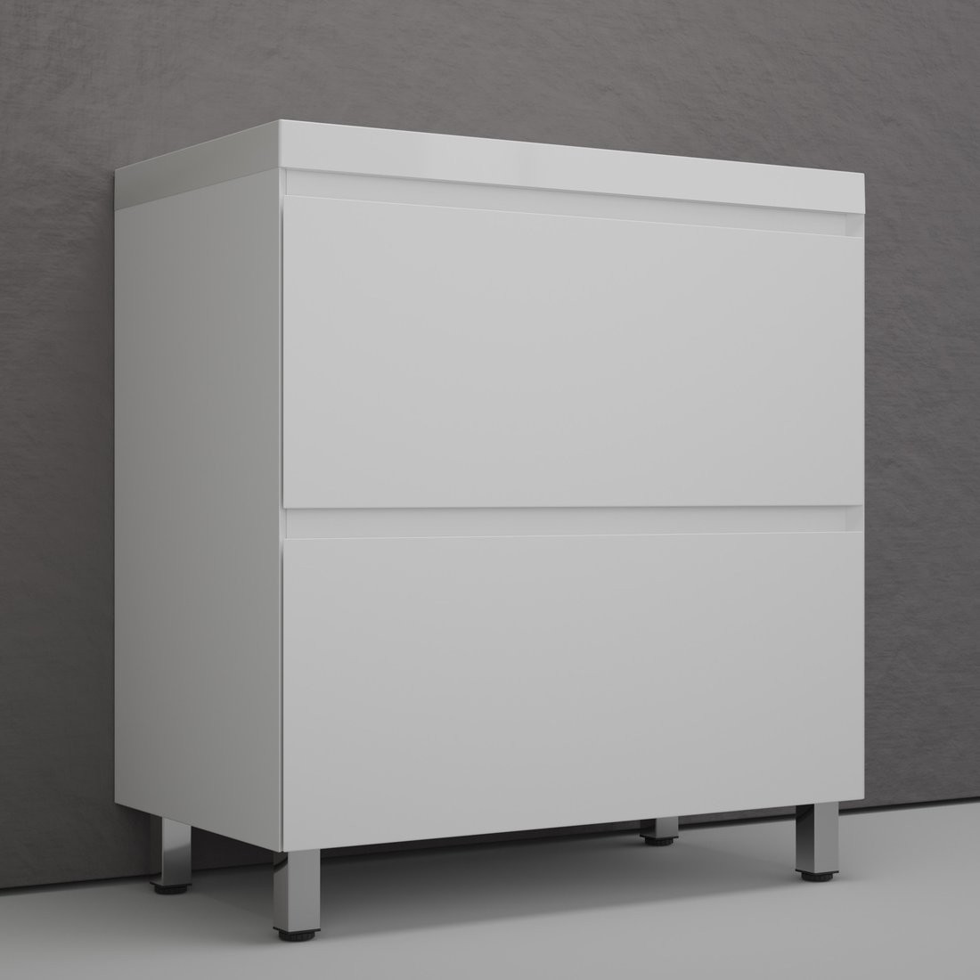 Symbolite Тумба под умывальник Манхэттен 80 Plus 2 ящика (белый матовый)
