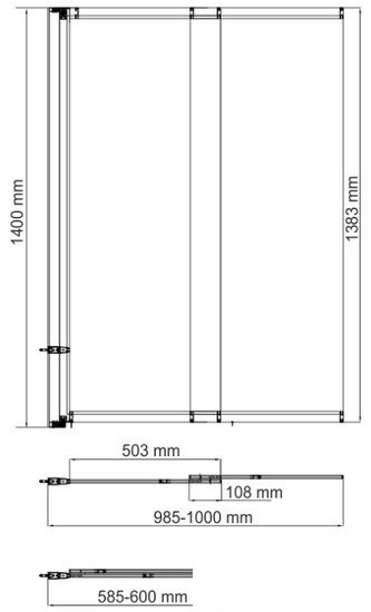 Стеклянная шторка для ванны Wasserkraft Dill 61S02-100 WasserSchutz