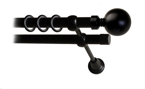 Карниз для штор Lm Decor Шар большой 059 2р гладкий 25/19мм (черный матовый, 3м)