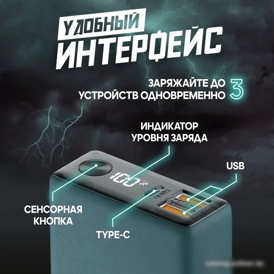 Внешний аккумулятор Olmio QX-10 10000mAh (темно-зеленый)