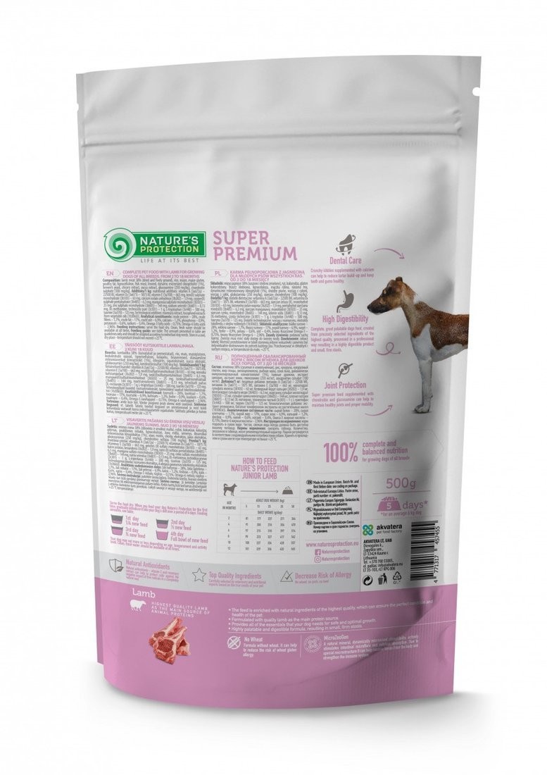 Сухой корм для собак Nature's Protection Junior Lamb All Breeds NPS45745 500 г