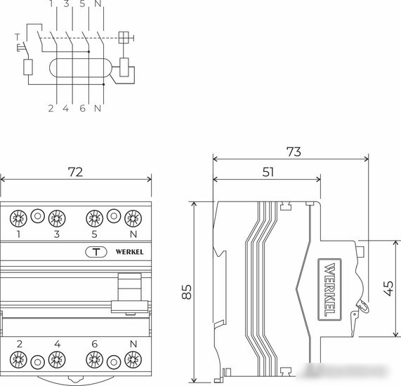 Устройство защитного отключения Werkel 3P+N 63 A 30m А АС 6 kА W914P636