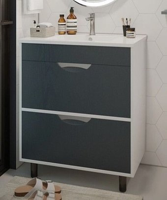 Mixline Тумба с умывальником Байкал 75 550385 + Luxe Quadro 75 QDR75SLWB01
