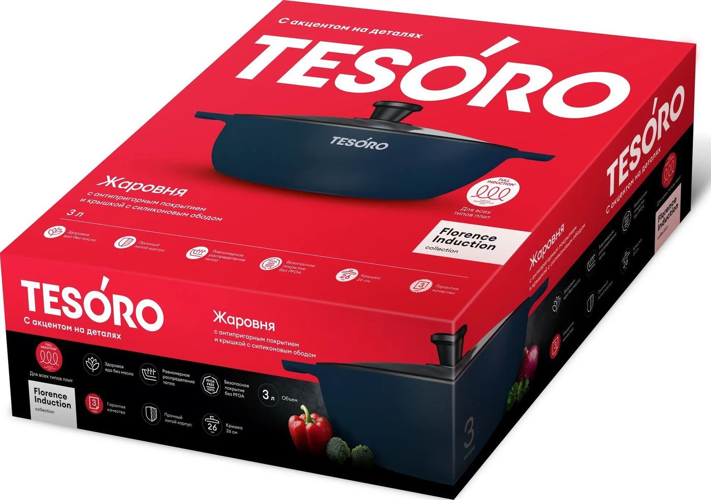 Жаровня Tesoro Florence Induction Total Blue TF6530tbi