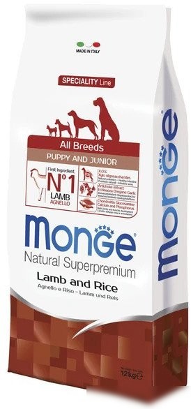 Сухой корм для собак Monge Speciality Line Puppy & Junior Lamb&Rice (12 кг)