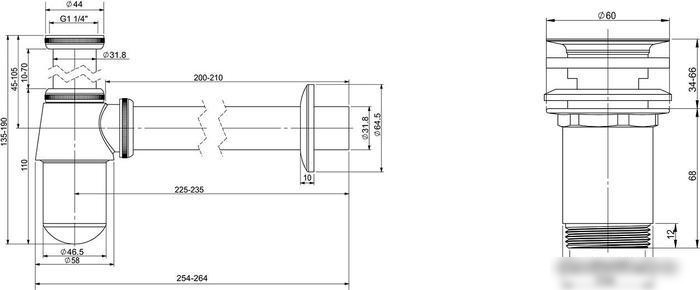 Сифон Wellsee Drainage System 182103004 (сифон, выпуск, хром)