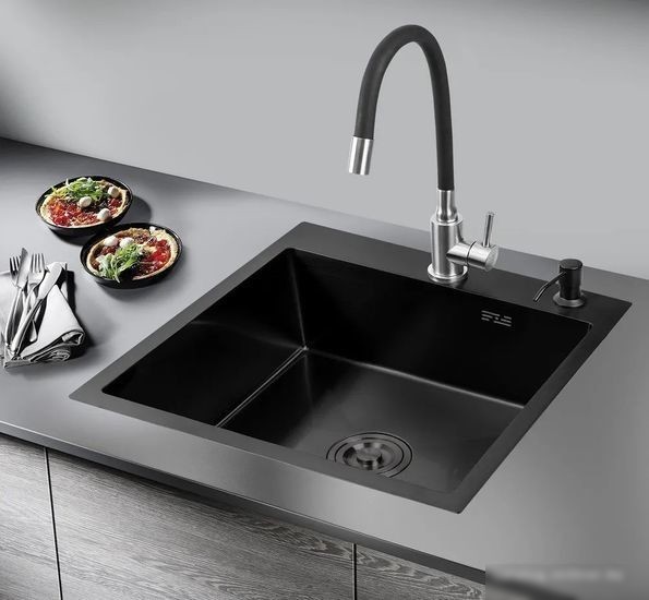 Кухонная мойка РМС MR-5050BL (с корзиной и дозатором)
